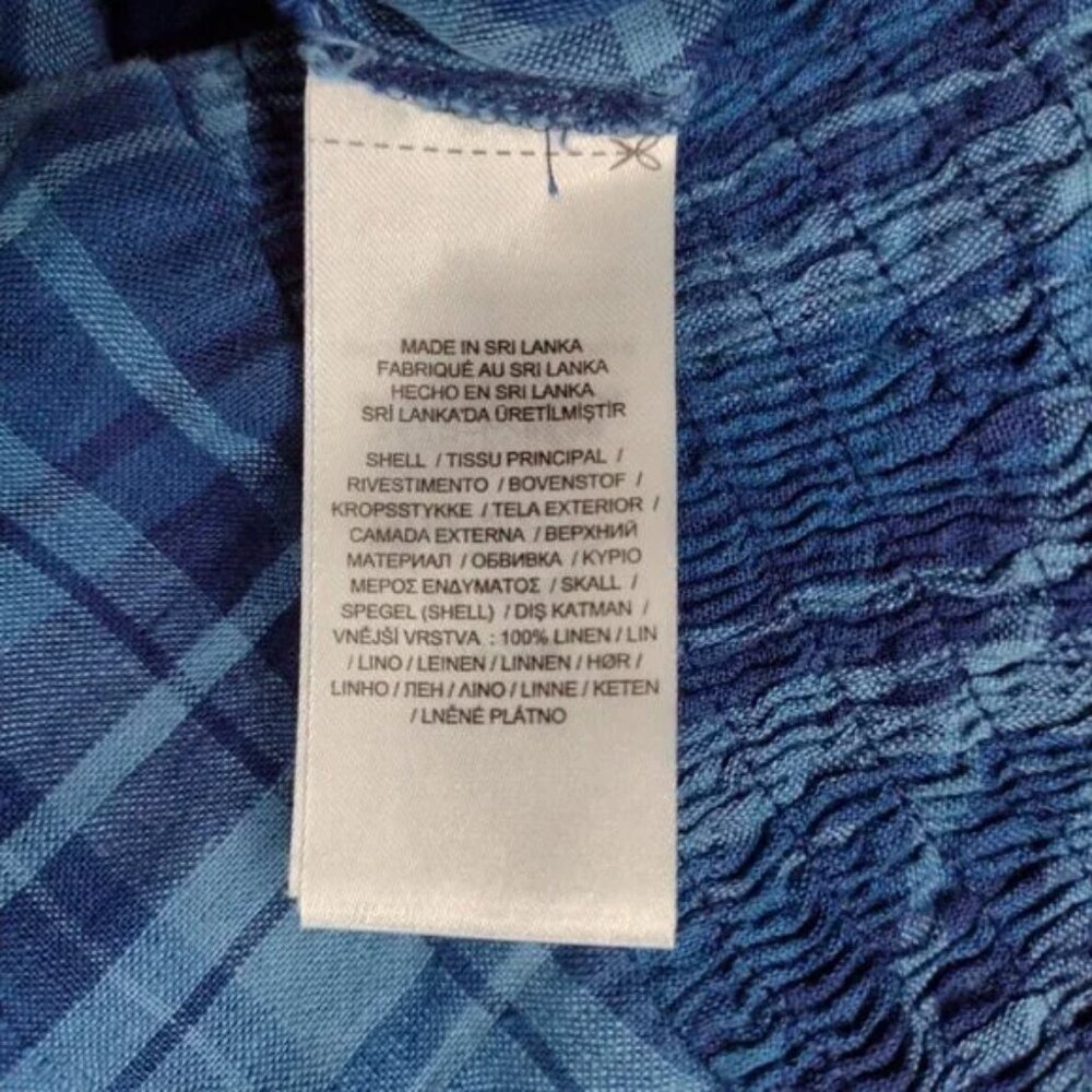 Ralph Lauren Linen Plaid Romper Blue - Picture 8 of 10